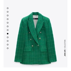 Zara green double breasted blazer M NWT